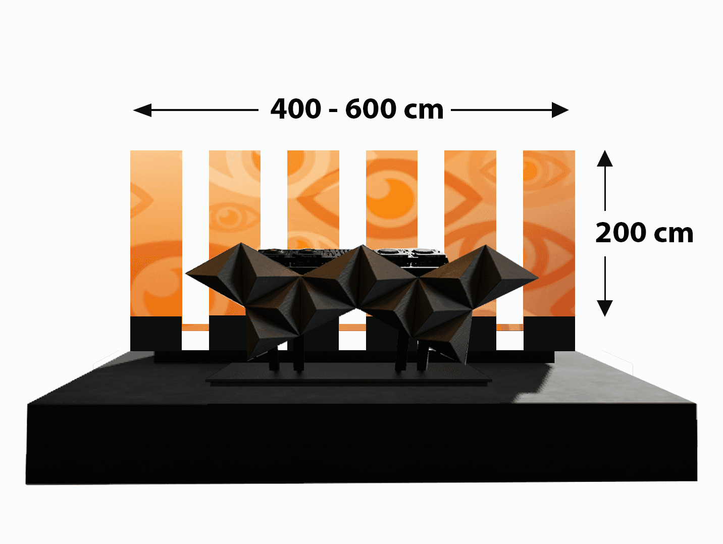 LED 3D DJ Booth met 6 Ledbanners van 50x200 cm
