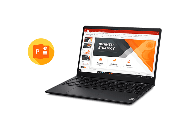 Laptop met PowerPoint